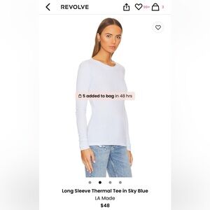 Long sleeve thermal tee in Sky Blue from LA Made